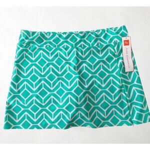 Jude Connally Skort XL Green Geometric Print NWT Pull On